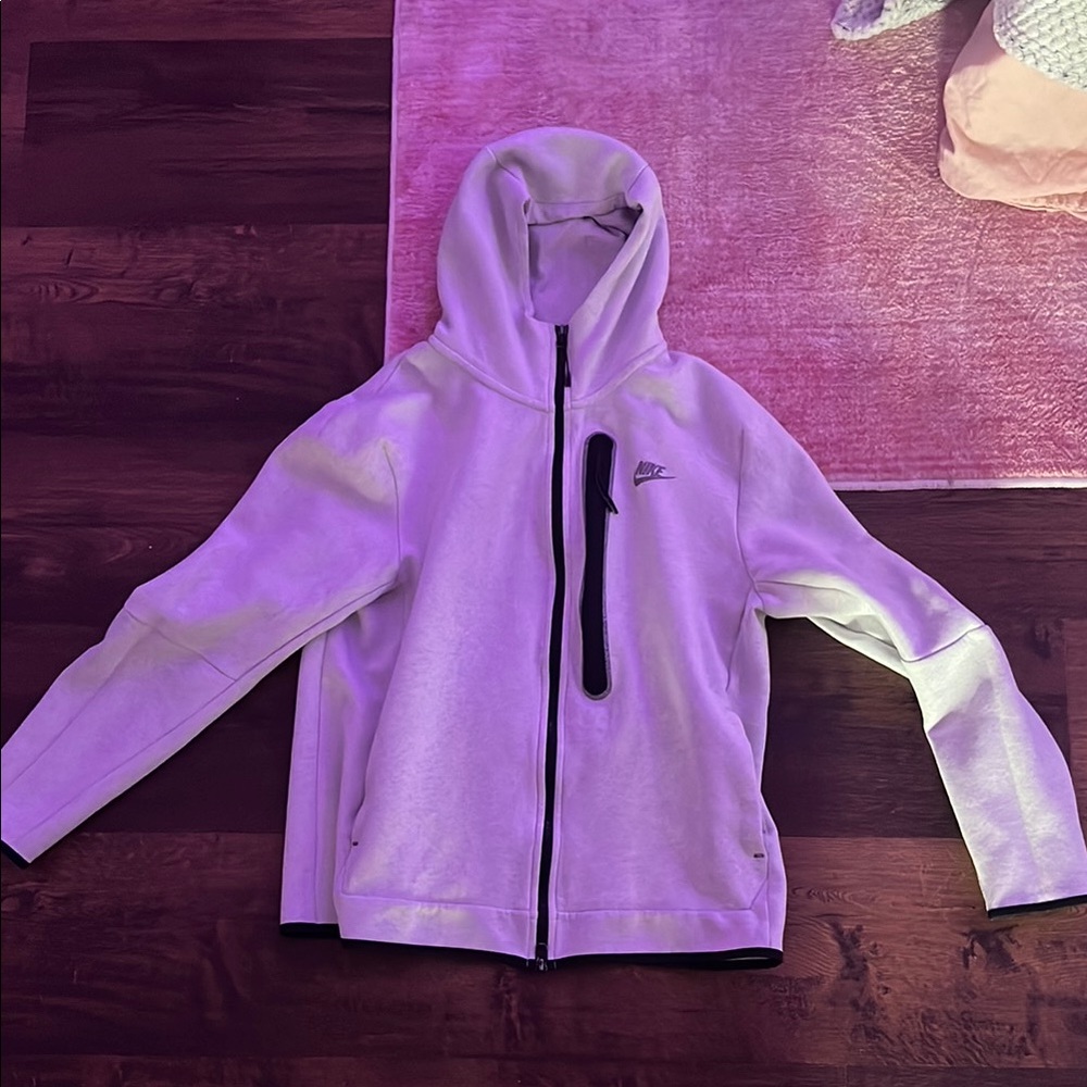 Nike Men's White/Heather Tech Fleece Full Zip Hoodie